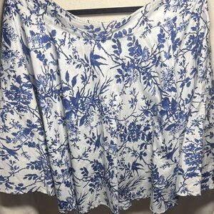 J. Peterman Blue and White Floral Skirt